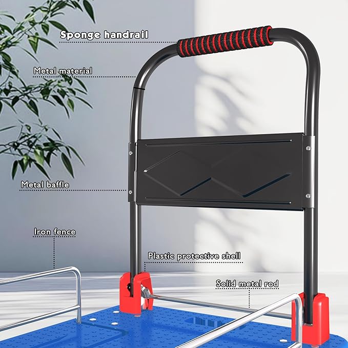Heavy Duty Platform Truck Cart with Brake Wheels and Foldable Fences 1300lbs Capacity