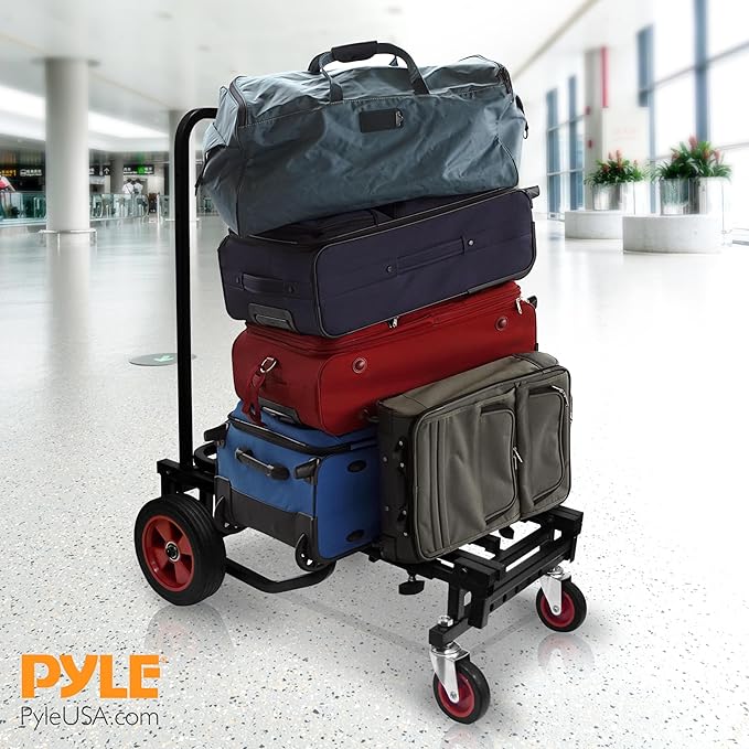 Pyle Adjustable Professional Equipment Multi Cart Compact 8 in 1 Folding Multi Cart
